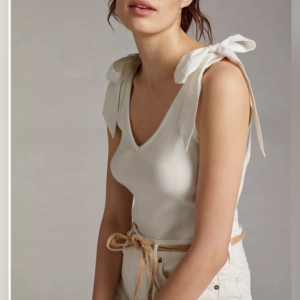 White Maeve Bow Tie Tank from Anthropologie
